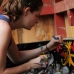 Liza Heavener painting the upgraded admin desk @ (SOC) Sintang Orangutan Centre