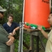 Discussing the water tank with local community members.