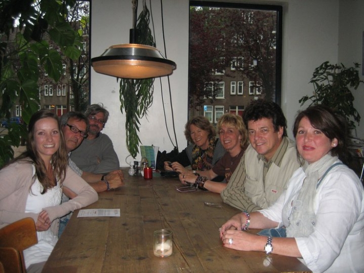 Dinner in Amsterdam with Mark, Cathy Willie, Jean, Hanna, Hariette, Ollie and me
