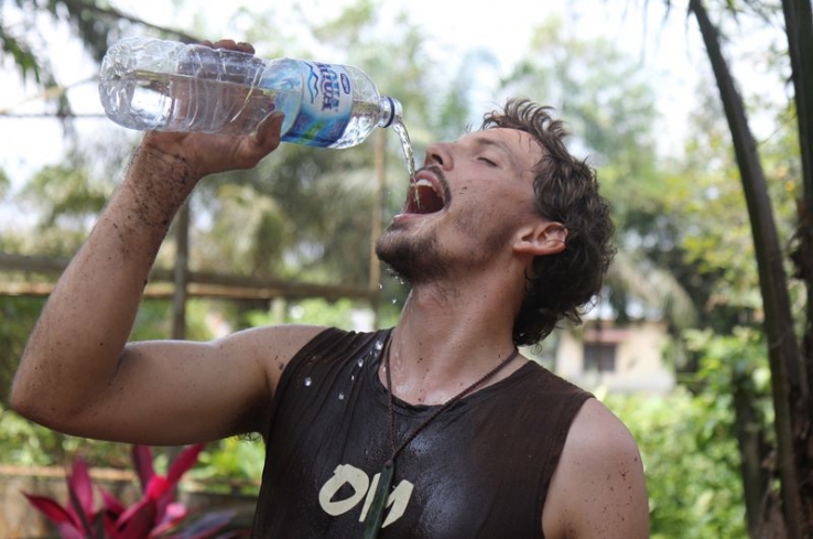 Water never taste so good working in the tropical humidity